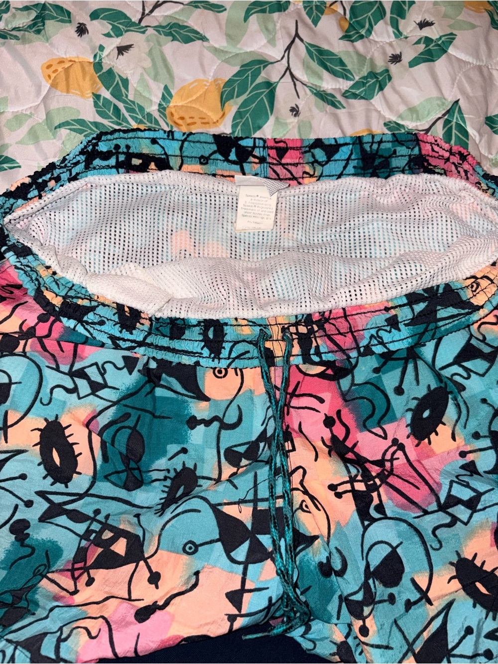 Vintage 90s Speedo Abstract Neon Swim Trunks Shorts Made in Taiwan Men’s L - Picture 5 of 8